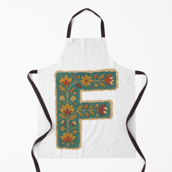 Item preview, Teal Mustard Terracotta Floral Monogram Letter F designed and sold by ITCHAWAWAA.