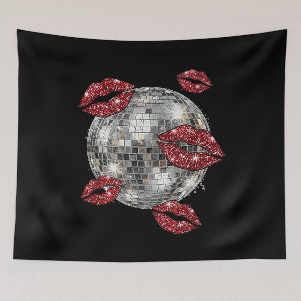 Item preview, Glitter Red Lips Disco Ball Vintage 70s Party Glam designed and sold by ZephyrCove.