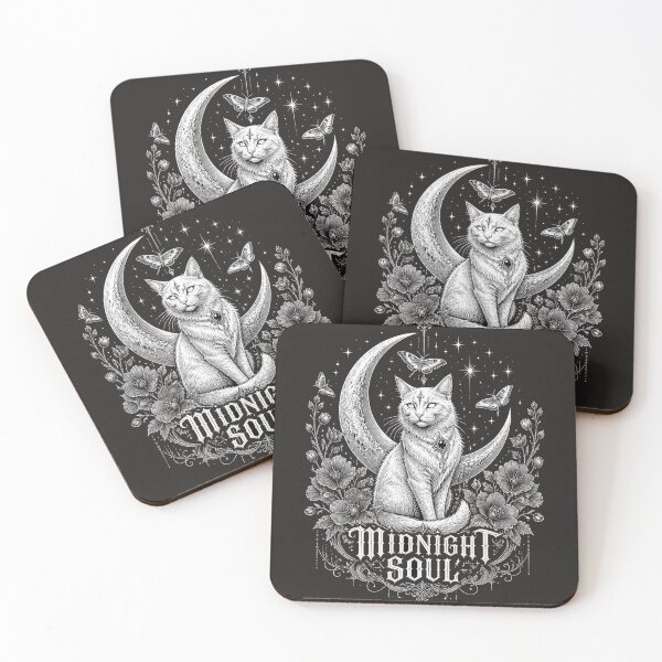 Item preview, Midnight Soul Gothic Cat Moon Moth Witchy Vintage Black Cat Mystical Night Design designed and sold by mrworld000.