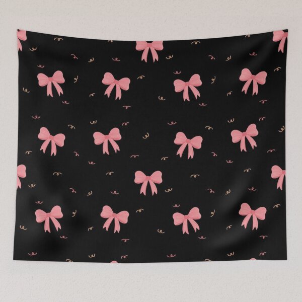 Item preview, Pink bows on a black background designed and sold by Thecountess0o0.