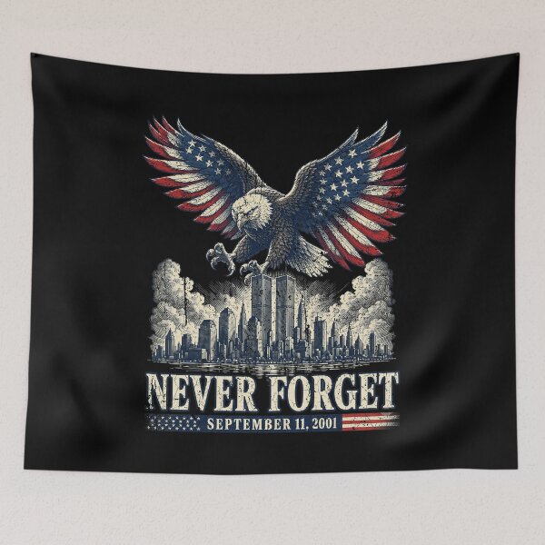 Item preview, Never Forget September 11 2001 Patriotic Eagle American Flag NYC designed and sold by LunaBeautiful.