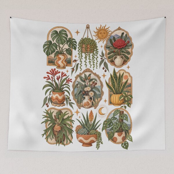 Item preview, Australian Native Houseplants Cottagecore Plant Mom Art Waratah Kangaroo Paw Monstera designed and sold by Yellowriversss.