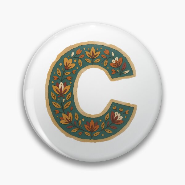 Item preview, Teal Mustard Terracotta Floral Monogram Letter C designed and sold by ITCHAWAWAA.