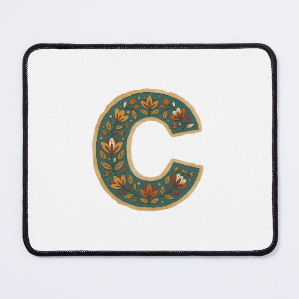 Item preview, Teal Mustard Terracotta Floral Monogram Letter C designed and sold by ITCHAWAWAA.