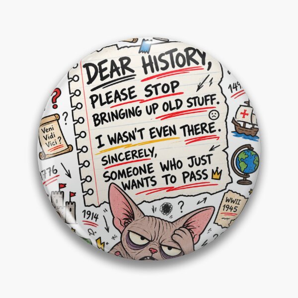 Item preview, Dear History Funny Cat Back to School History Student Humor designed and sold by MonkiFlipp.