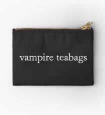 vampire teabags - white on charcoal - INdiscreet Zip Pouch for Tampons, Menstrual Pads, Feminine Products Zipper Pouch