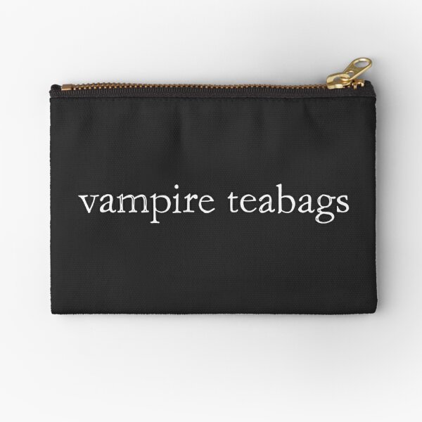 vampire teabags - white on charcoal - INdiscreet Zip Pouch for Tampons, Menstrual Pads, Feminine Products Zipper Pouch