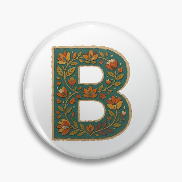 Item preview, teal Mustard Terracotta Floral Monogram Letter B designed and sold by ITCHAWAWAA.