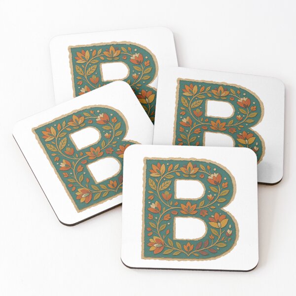 Item preview, teal Mustard Terracotta Floral Monogram Letter B designed and sold by ITCHAWAWAA.