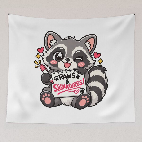 Item preview, Paws and Signatures! Cute Kawaii Raccoon Fansign designed and sold by RonBear-Designs.