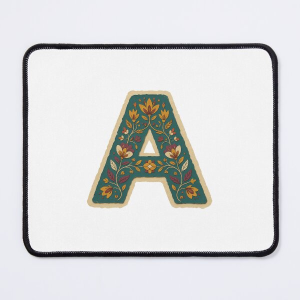Item preview, Teal Mustard Terracotta Floral Monogram Letter A designed and sold by ITCHAWAWAA.