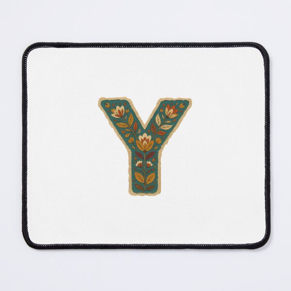 Item preview, Teal Mustard Terracotta Floral Monogram Letter Y designed and sold by ITCHAWAWAA.