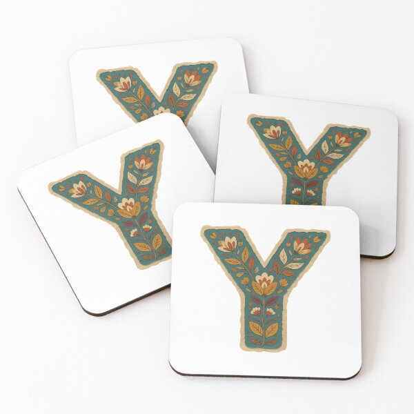 Item preview, Teal Mustard Terracotta Floral Monogram Letter Y designed and sold by ITCHAWAWAA.