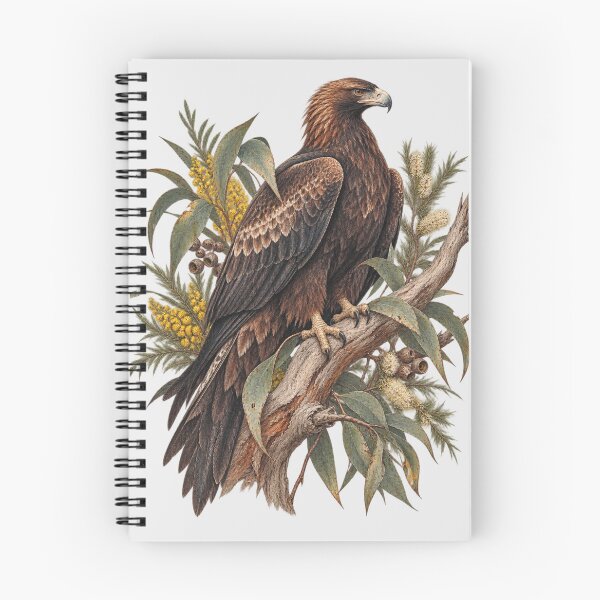 Item preview, Wedge-tailed Eagle Australia's Largest Bird of Prey Vintage Aussie Eagle with Wattle Art designed and sold by Yellowriversss.