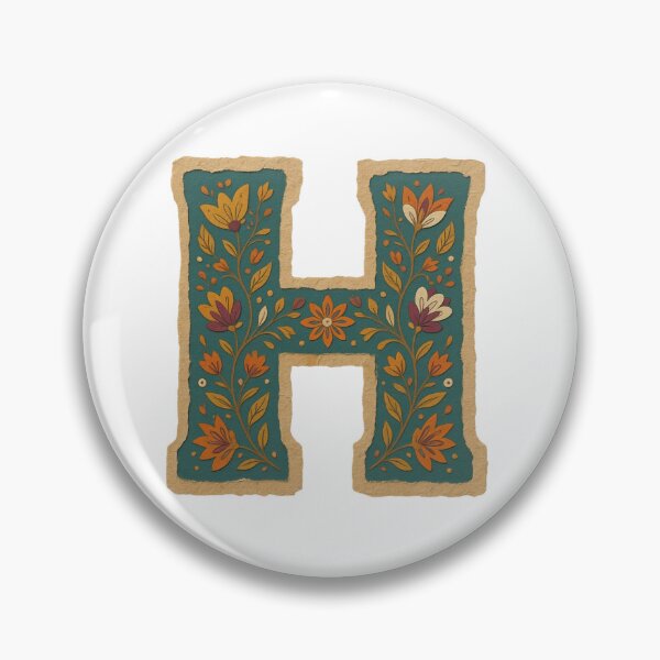 Item preview, Teal Mustard Terracotta Floral Monogram Letter H designed and sold by ITCHAWAWAA.