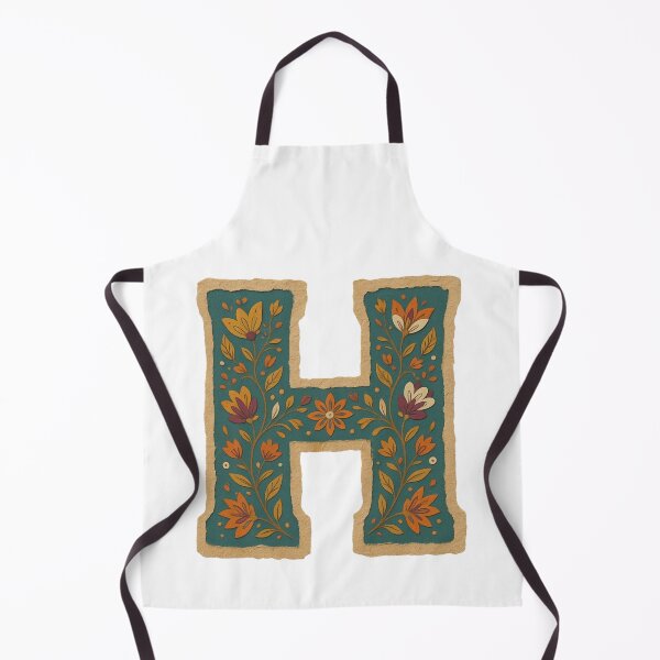 Item preview, Teal Mustard Terracotta Floral Monogram Letter H designed and sold by ITCHAWAWAA.