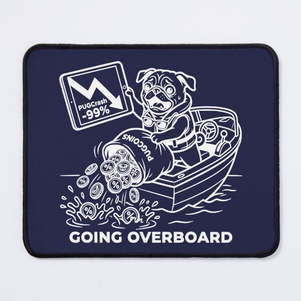 Item preview, Going Overboard Crypto Crash Pug Stock Market White Outline designed and sold by The Bold Line Studio.