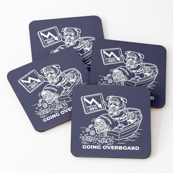 Item preview, Going Overboard Crypto Crash Pug Stock Market White Outline designed and sold by The Bold Line Studio.
