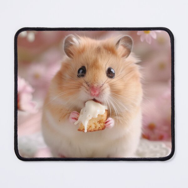 Item preview, Cute Hamster Eating Sweet Dessert - Pink Blossom Cafe designed and sold by cutepid.