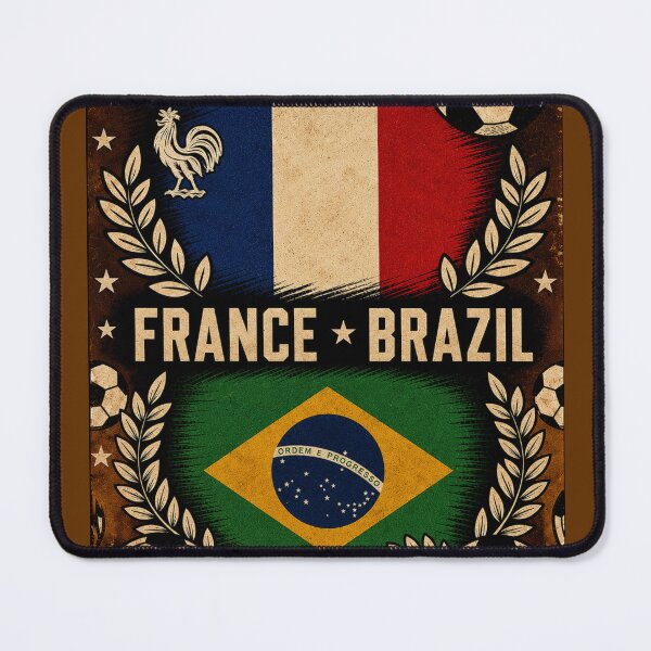 Item preview, France vs Brazil Retro Football Art Poster designed and sold by Nexus Space.