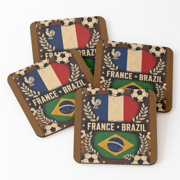 Item preview, France vs Brazil Retro Football Art Poster designed and sold by Nexus Space.