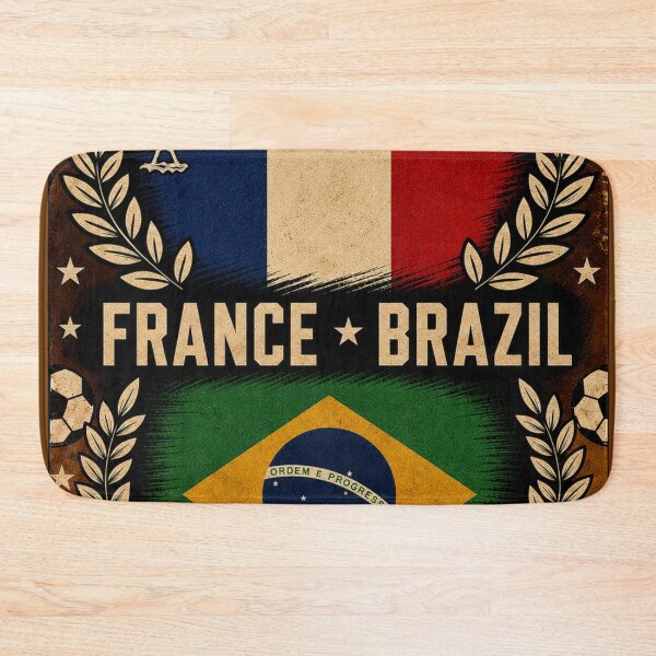 Item preview, France vs Brazil Retro Football Art Poster designed and sold by Nexus Space.