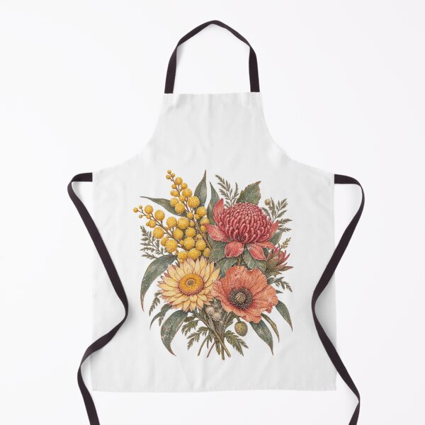 Item preview, Australian Native Flowers Wattle Waratah Bouquet Vintage Aussie Wildflower Art designed and sold by Yellowriversss.