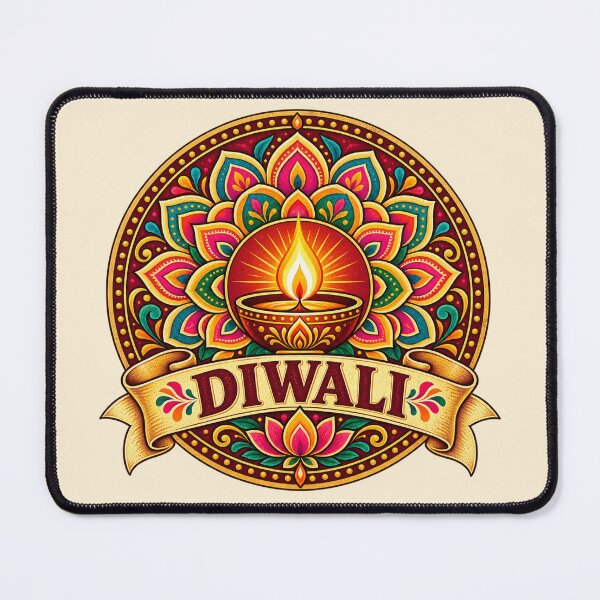 Item preview, Rangoli Pattern Circle Badge – Colorful Diwali Vintage Art designed and sold by Globalcitytees.