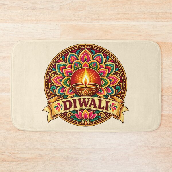 Item preview, Rangoli Pattern Circle Badge – Colorful Diwali Vintage Art designed and sold by Globalcitytees.