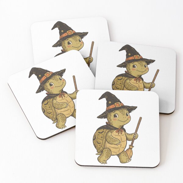 Item preview, Spooky Magical Turtle with Witch Hat and Broom - Woodland Halloween  designed and sold by SOUFIANE1991.