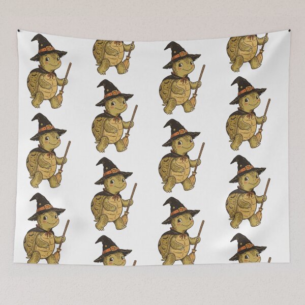 Item preview, Spooky Magical Turtle with Witch Hat and Broom - Woodland Halloween  designed and sold by SOUFIANE1991.