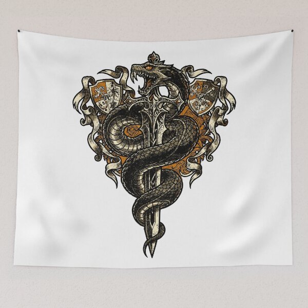 Item preview, Crowned Serpent Medieval Fantasy Heraldry Emblem designed and sold by Romgora.