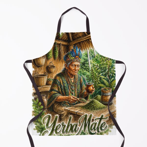 Item preview, Indigenous Guarani Shaman Preparing Traditional Yerba Mate designed and sold by Guryl Michal Designs.
