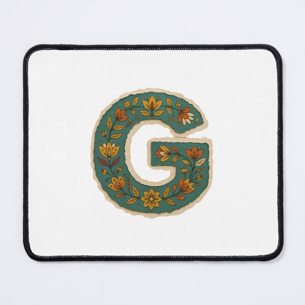 Item preview,  Decorative teal Floral Letter G Folk Art Monogram designed and sold by ITCHAWAWAA.