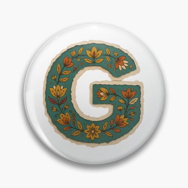 Item preview,  Decorative teal Floral Letter G Folk Art Monogram designed and sold by ITCHAWAWAA.