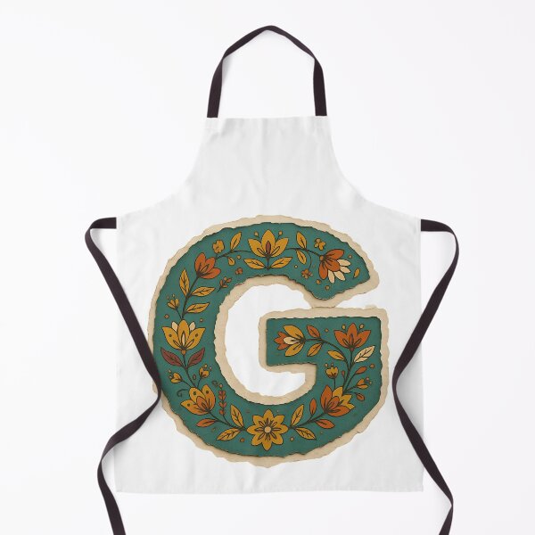 Item preview, Decorative teal Floral Letter G Folk Art Monogram designed and sold by ITCHAWAWAA.