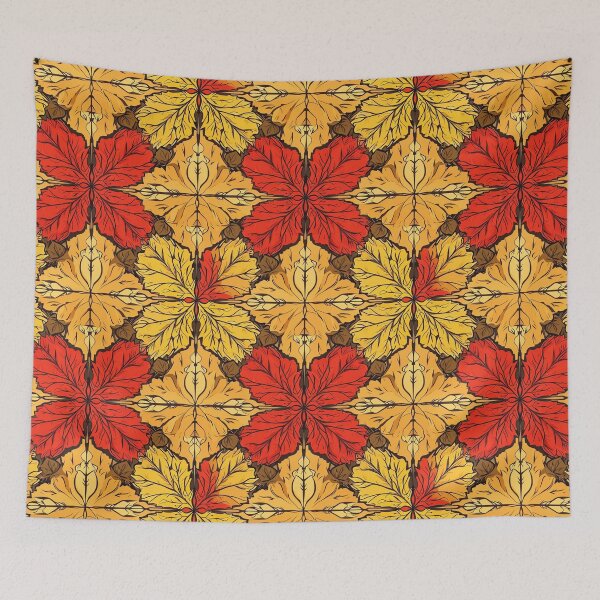 Item preview, Vintage Autumn Maple Leaf Acorn Botanical Tapestry designed and sold by FestivityFinds.
