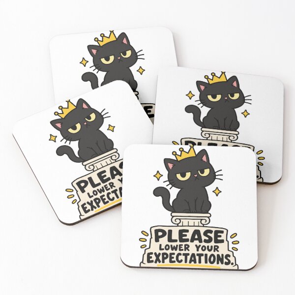 Item preview, Lower Your Expectations – Black Cat King with Crown designed and sold by MewMade.