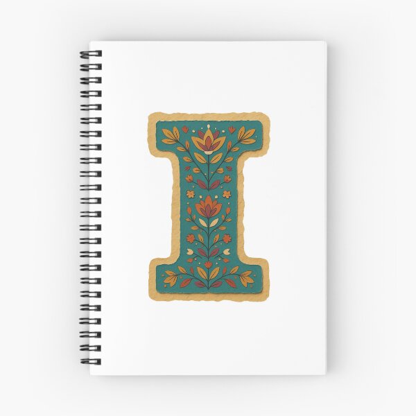 Item preview,  Decorative teal Floral Letter I Folk Art Monogram designed and sold by ITCHAWAWAA.