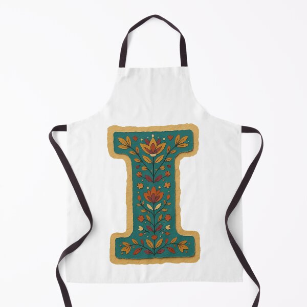 Item preview, Decorative teal Floral Letter I Folk Art Monogram designed and sold by ITCHAWAWAA.