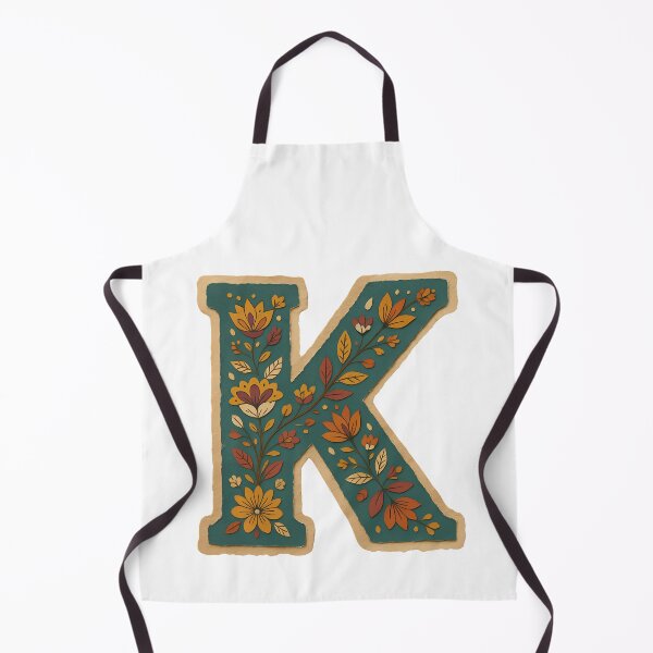 Item preview, Decorative teal Floral Letter K Folk Art Monogram designed and sold by ITCHAWAWAA.
