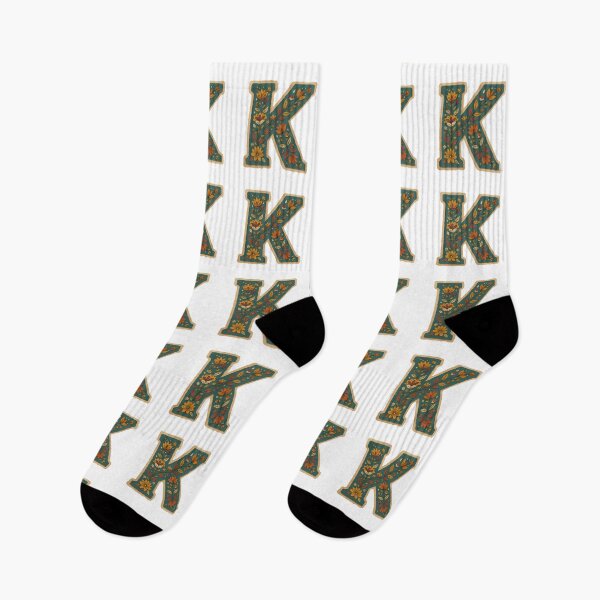Item preview, Decorative teal Floral Letter K Folk Art Monogram designed and sold by ITCHAWAWAA.