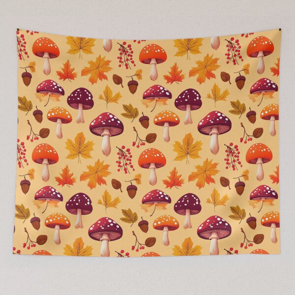 Item preview, Autumn Mushroom Maple Leaves Woodland Cottagecore designed and sold by FestivityFinds.