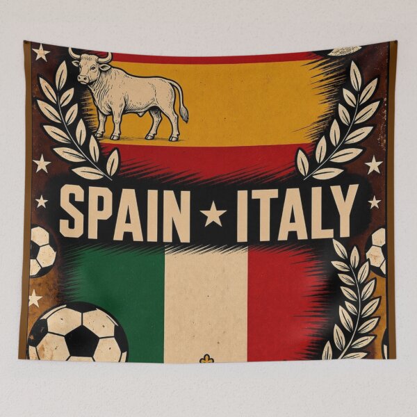 Item preview, Spain vs Italy Retro Football Art Poster designed and sold by Nexus Space.