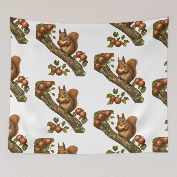 Item preview, Vintage Rustic Squirrel & Apple Orchard Nature Print designed and sold by El-RoiDesigns.