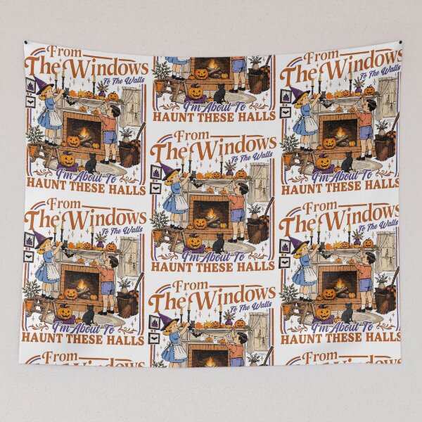Item preview, Halloween Vintage Kids Fireplace Scene designed and sold by phoebelevine.