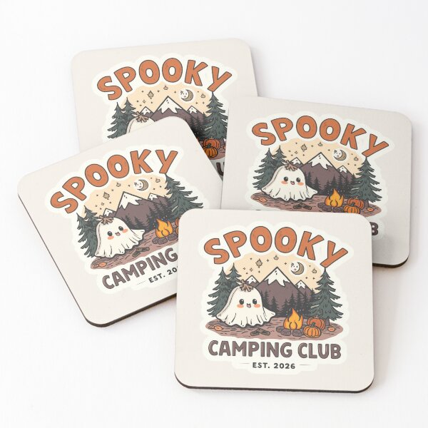 Item preview, Spooky Camping Club – Cute Ghost Halloween Campfire Sticker designed and sold by Pransis_Diginer_26.
