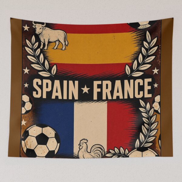 Item preview, Spain vs France Retro Football Art Poster designed and sold by Nexus Space.