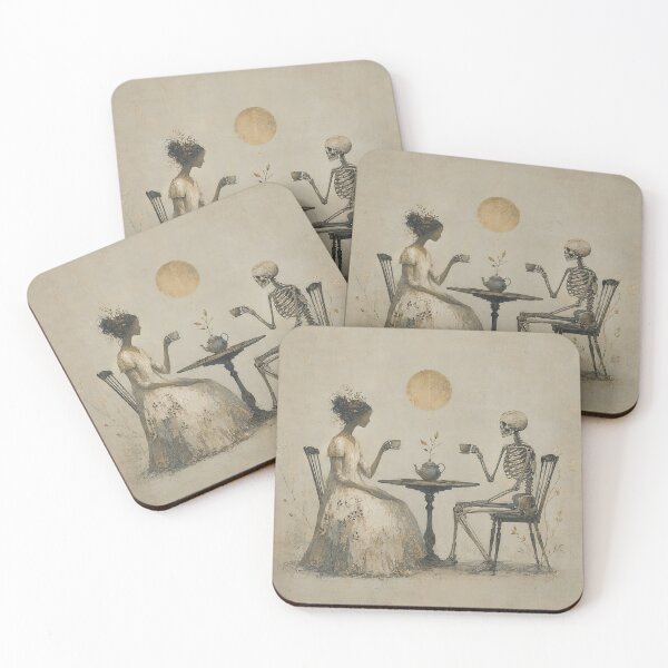 Item preview, The Final Tea – Surreal Skeleton Tea Party Spiritual Art Print designed and sold by SacredLensV.