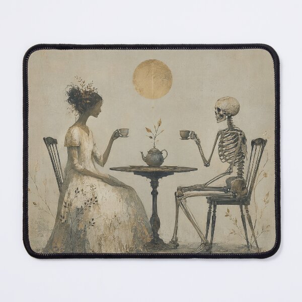Item preview, The Final Tea – Surreal Skeleton Tea Party Spiritual Art Print designed and sold by SacredLensV.